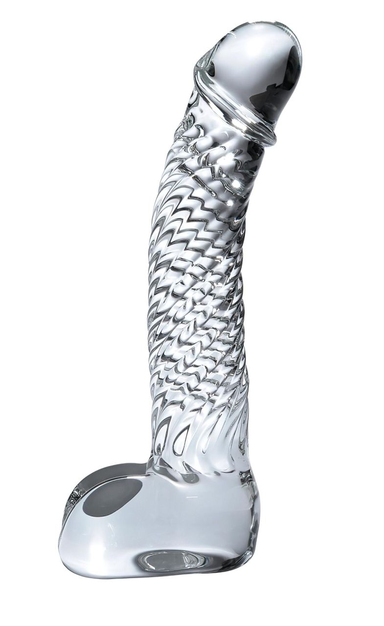 Icicles No. 61 - herés, péniszes üveg dildó (átlátszó)
