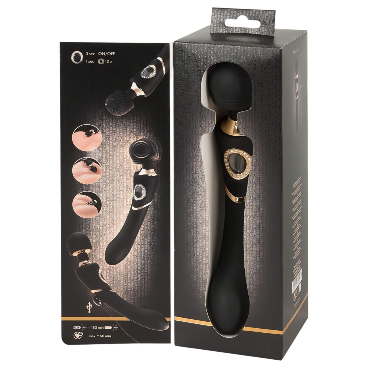 Cleopatra Wand - akkus, vízálló masszírozó vibrátor (fekete)