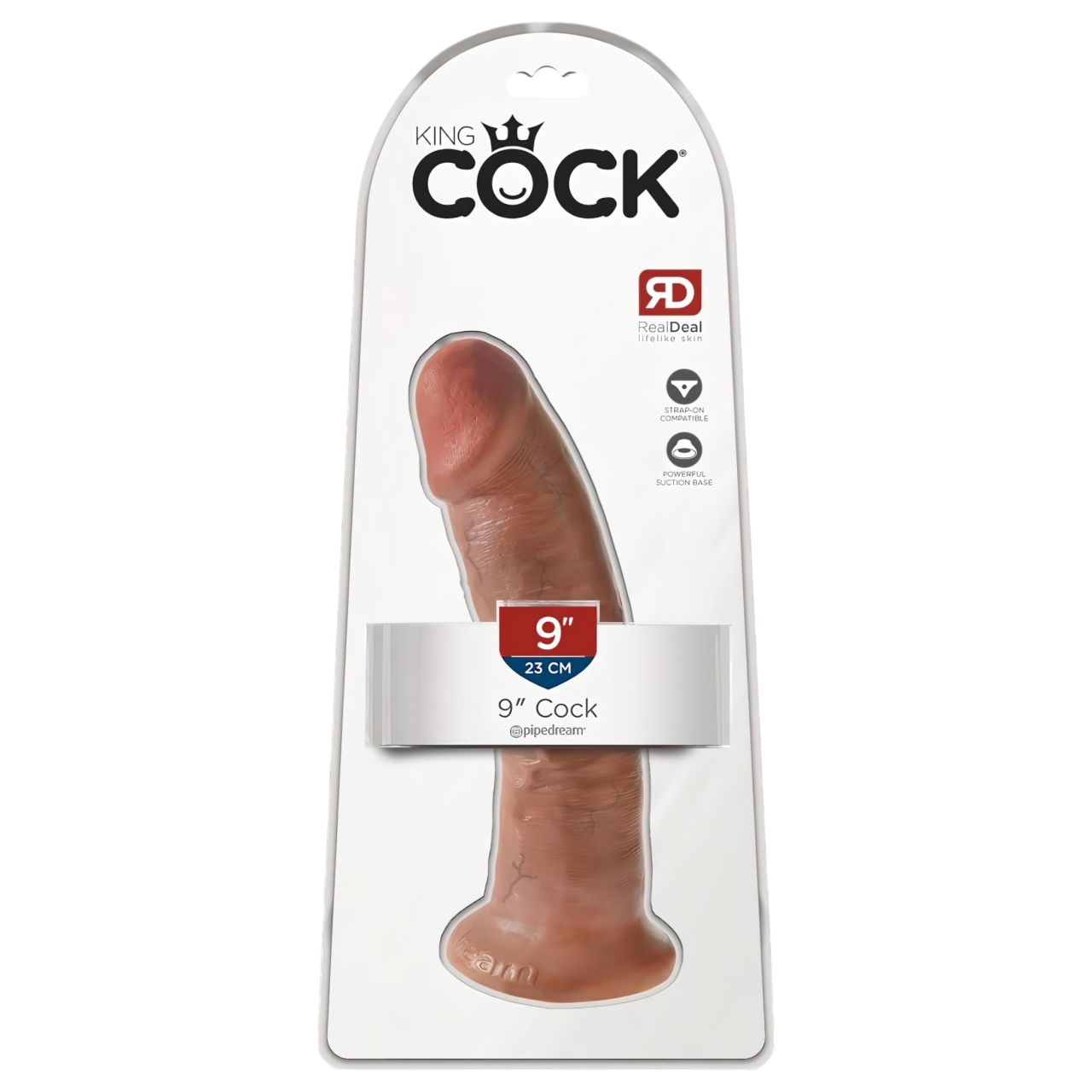 King Cock 9 - tapadótalpas élethű dildó (23cm) - sötét natúr