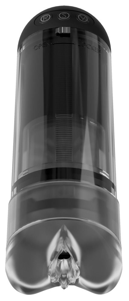 PDX Elite Extender Pro - akkus szívó-rezgő műpunci (fekete)