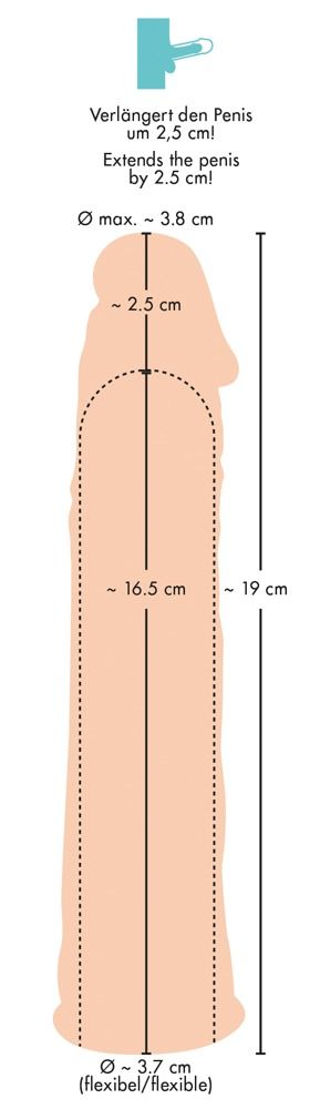 You2Toys - Silicone - hosszabbító péniszköpeny (natúr) - 19cm