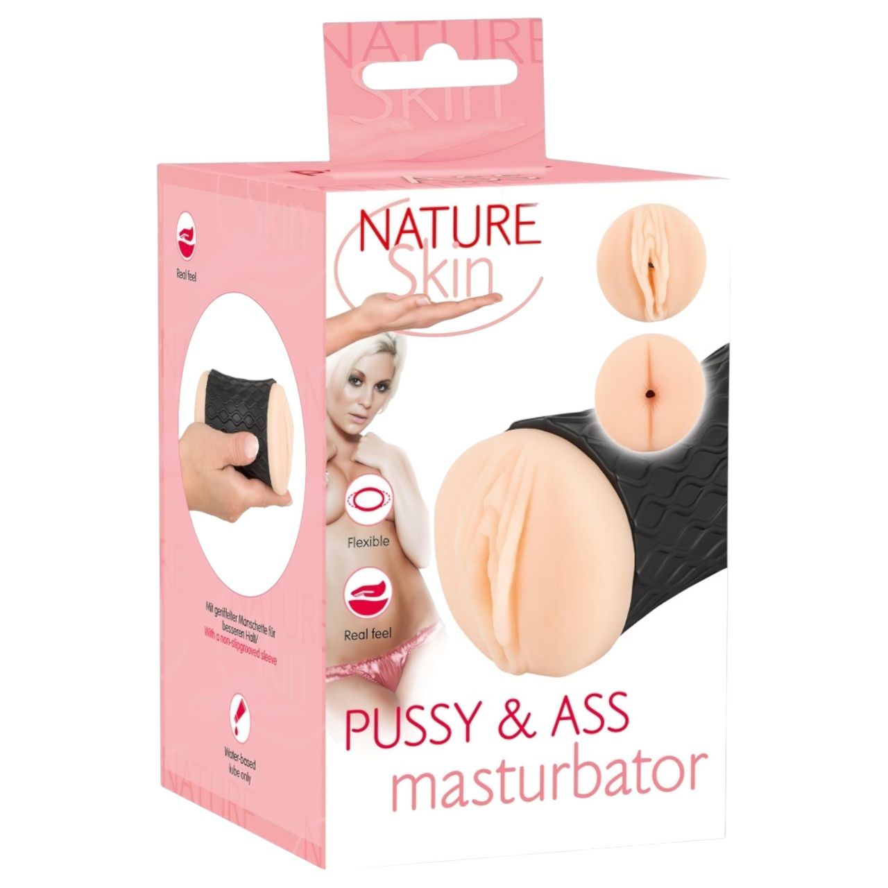 Nature Skin - punci és popsi maszturbátor (natúr-fekete)