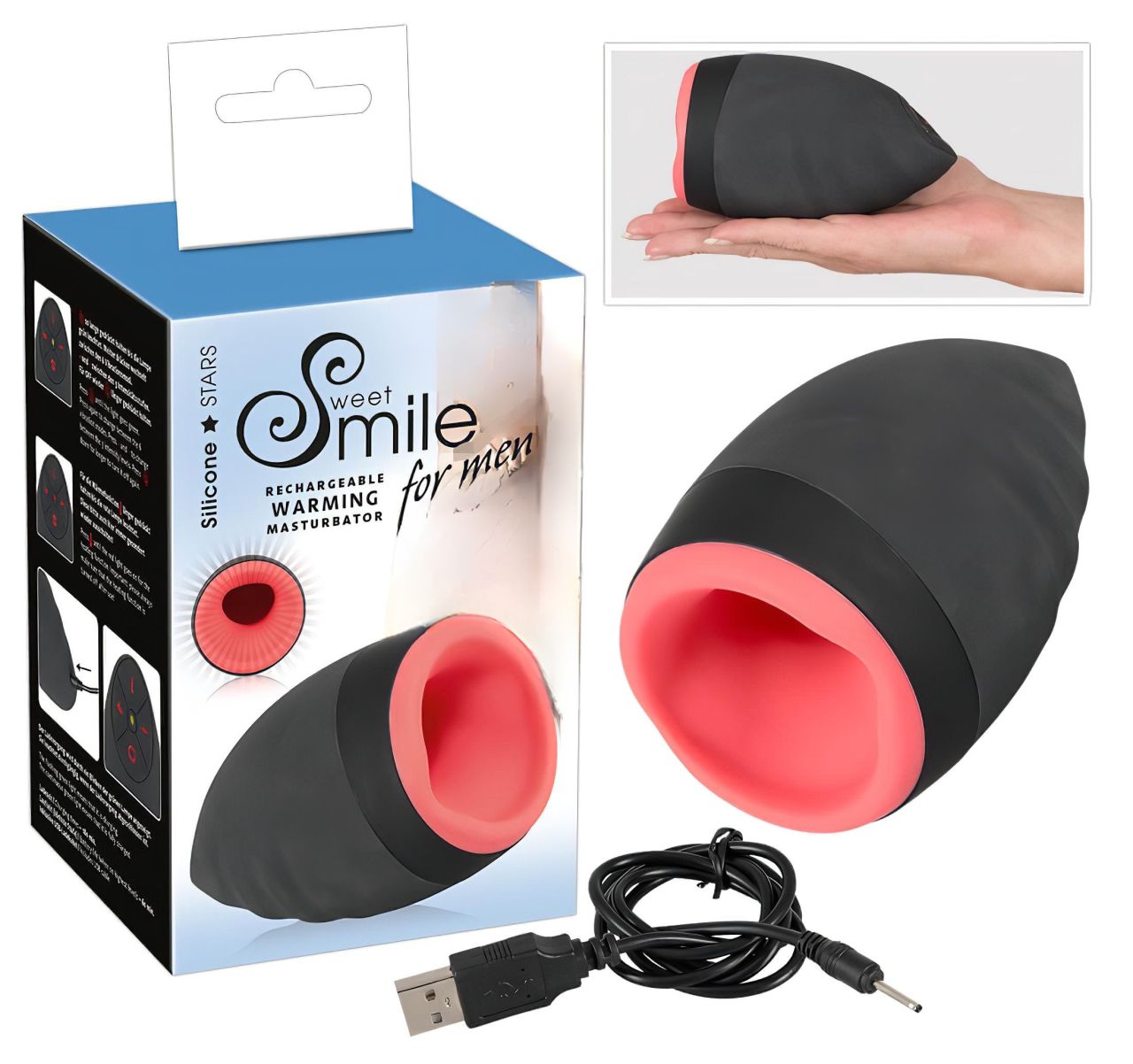 SMILE Warming masturbator - akkus, melegítős száj férfiaknak