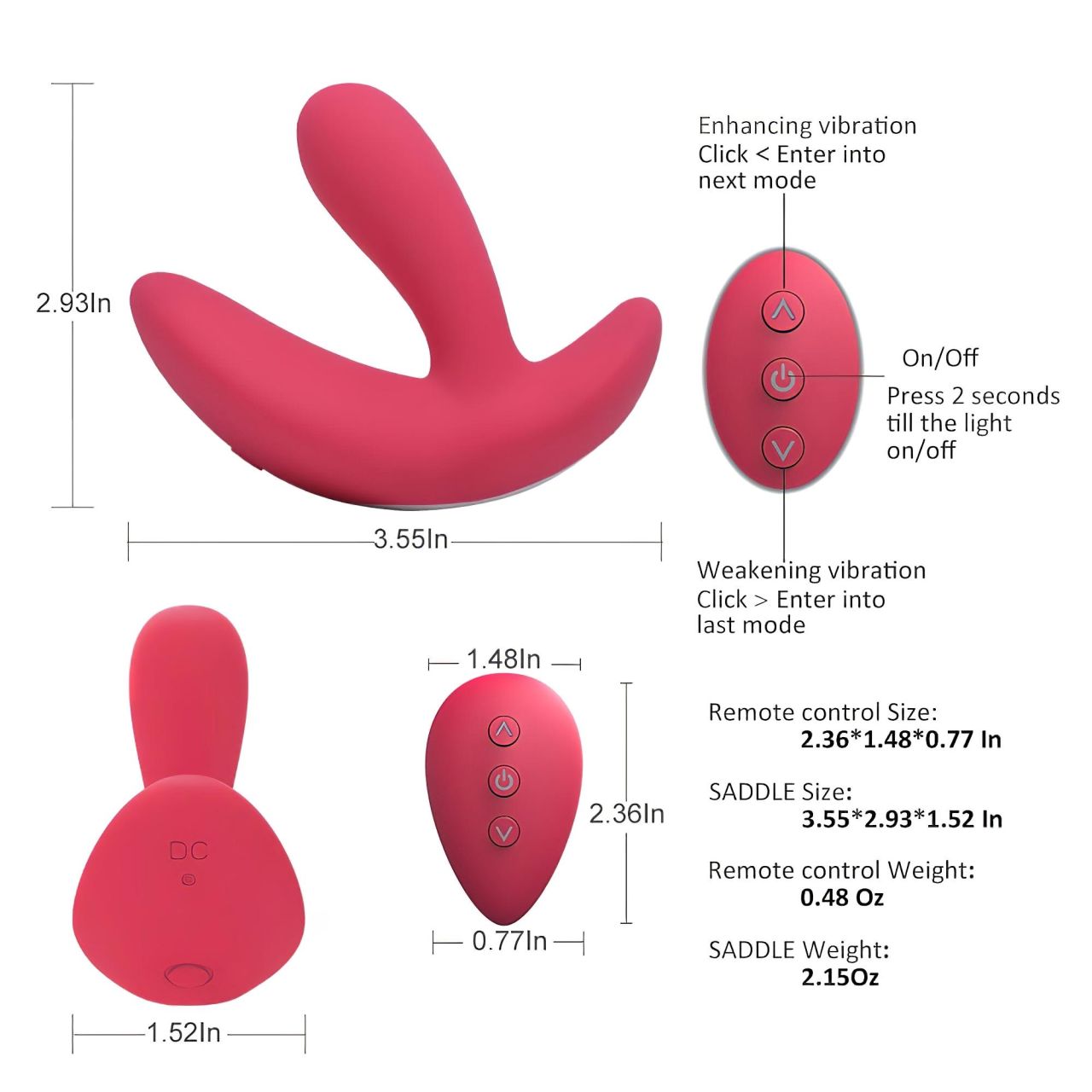 Cotoxo Saddle - távirányítós prosztata vibrátor (piros) Cotoxo Saddle - távirányítós prosztata vibrátor (piros)