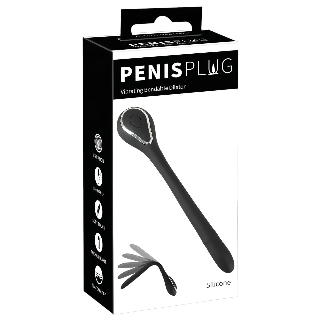 Penis Plug Dilator - akkus húgycsővibrátor (0,6-1,1cm) - fekete