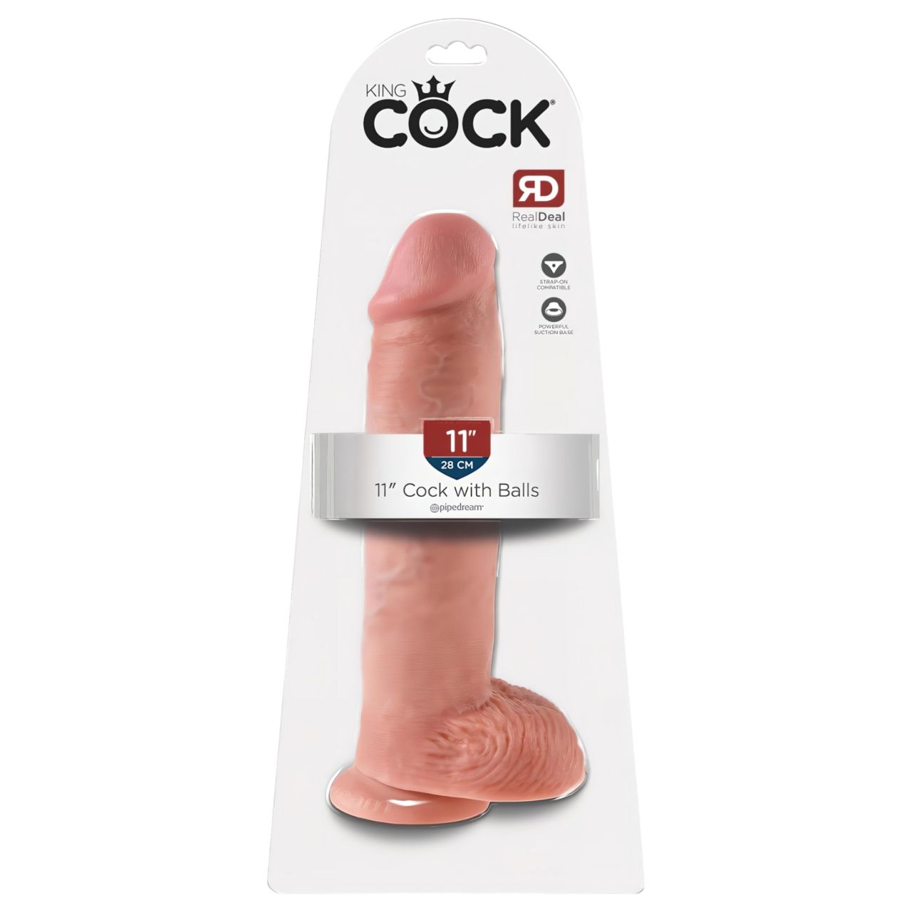 King Cock 11 - nagy tapadótalpas, herés dildó (28cm) - natúr