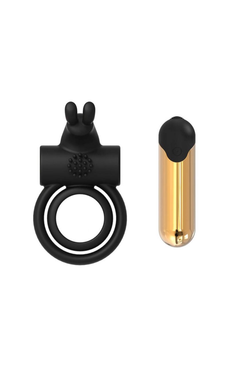Elite Joel - akkus, vibrációs here- és péniszgyűrű (fekete)
