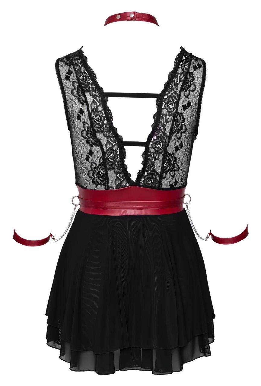 / Cottelli Bondage - nyakpántos csipkés babydoll (fekete) / Cottelli Bondage - nyakpántos csipkés babydoll (fekete)