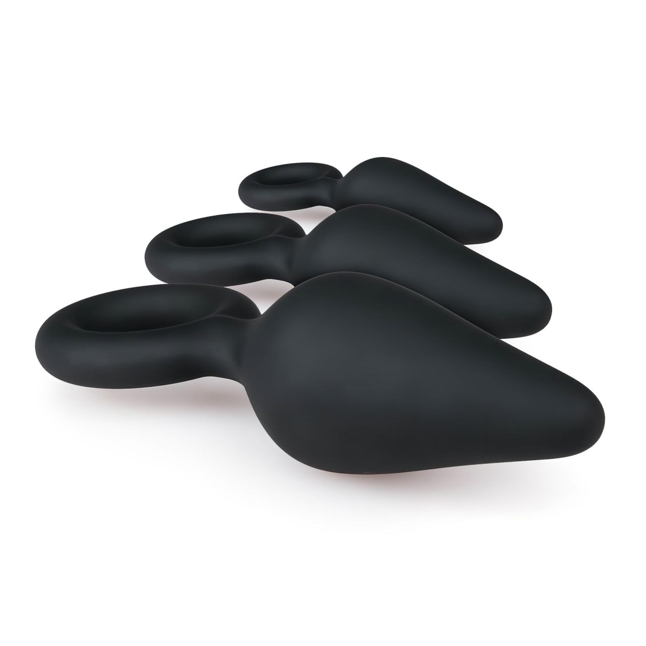 Easytoys - gyűrűs anál plug szett - 3db (fekete)