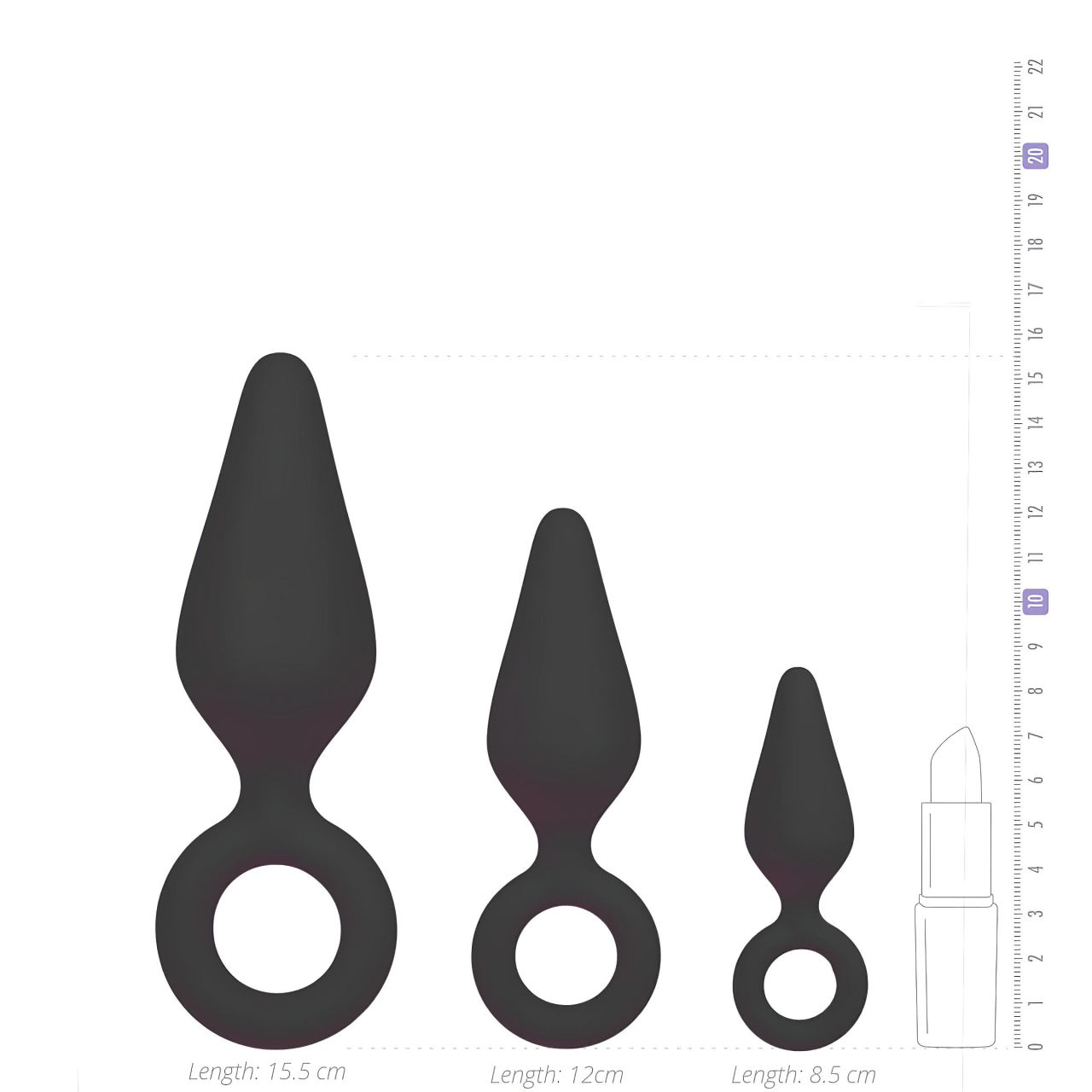 Easytoys - gyűrűs anál plug szett - 3db (fekete)