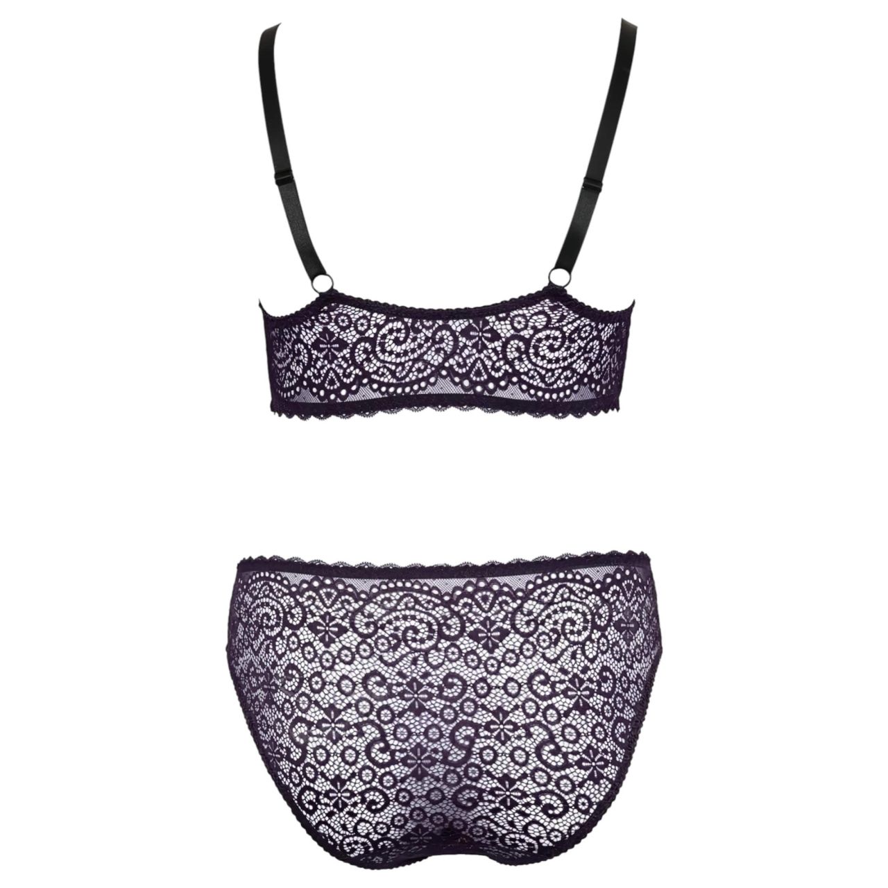 / Cottelli Plus Size - áttetsző mintás melltartó szett (lila) / Cottelli Plus Size - áttetsző mintás melltartó szett (lila)