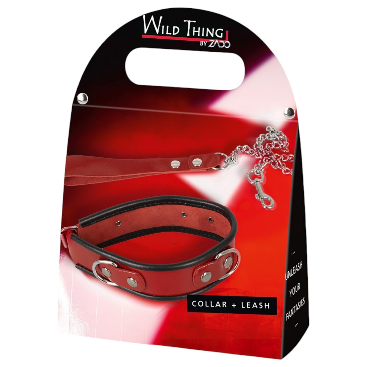 ZADO - bőr nyakörv és póráz (piros) ZADO - bőr nyakörv és póráz (piros)