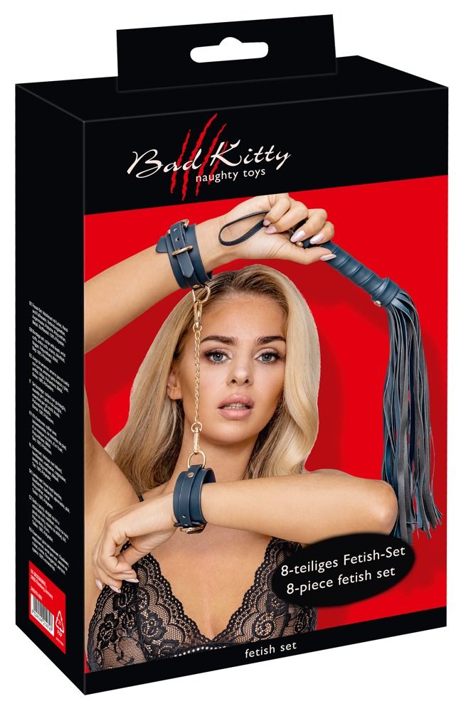 Bad Kitty - bondage szett - 8 részes (kék-arany)