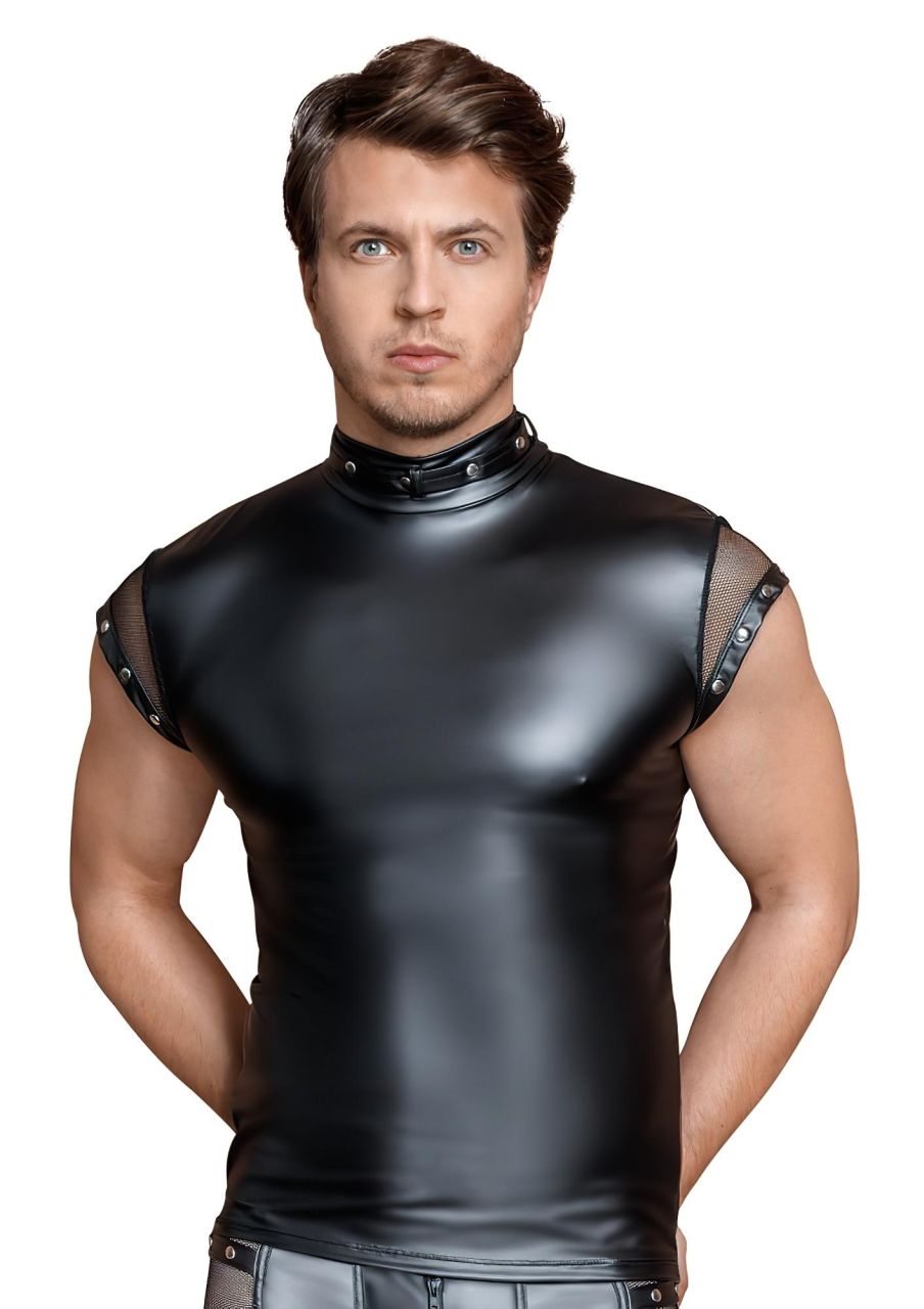 NEK - szegecses, necc betétes férfi felső (fekete) NEK - szegecses, necc betétes férfi felső (fekete)