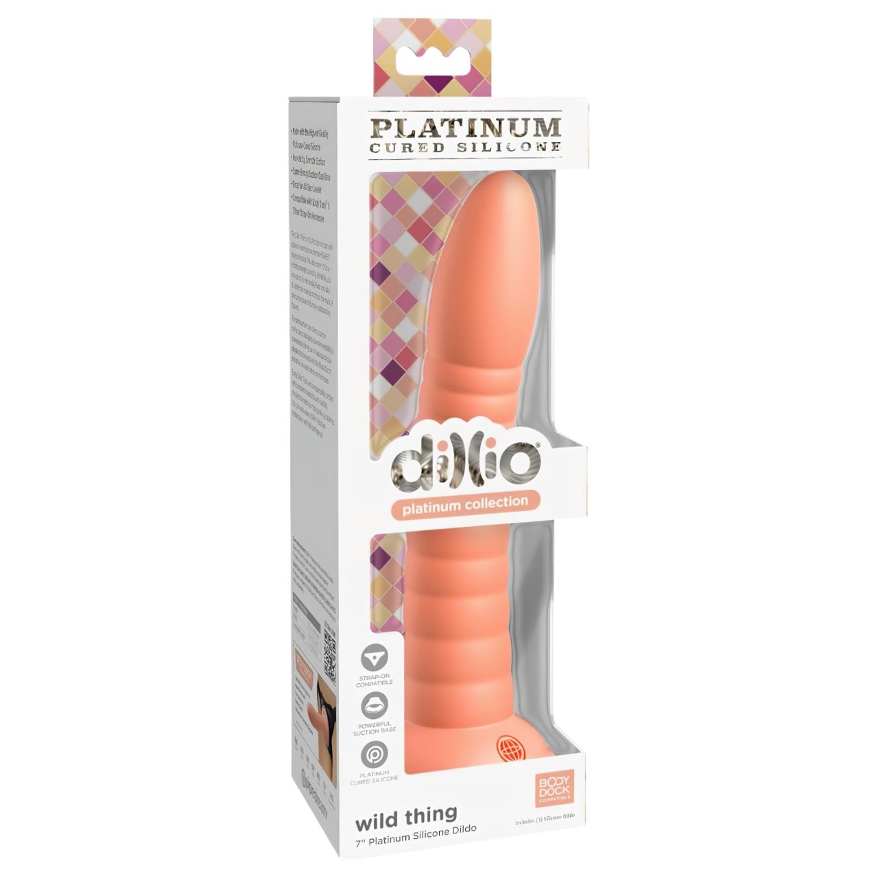 Dillio Wild Thing - tapadótalpas barázdált dildó (19cm) - narancs