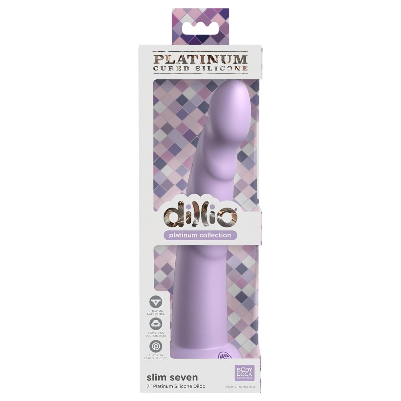 Dillio Slim Seven - tapadókorongos stimuláló dildó (20cm) - lila