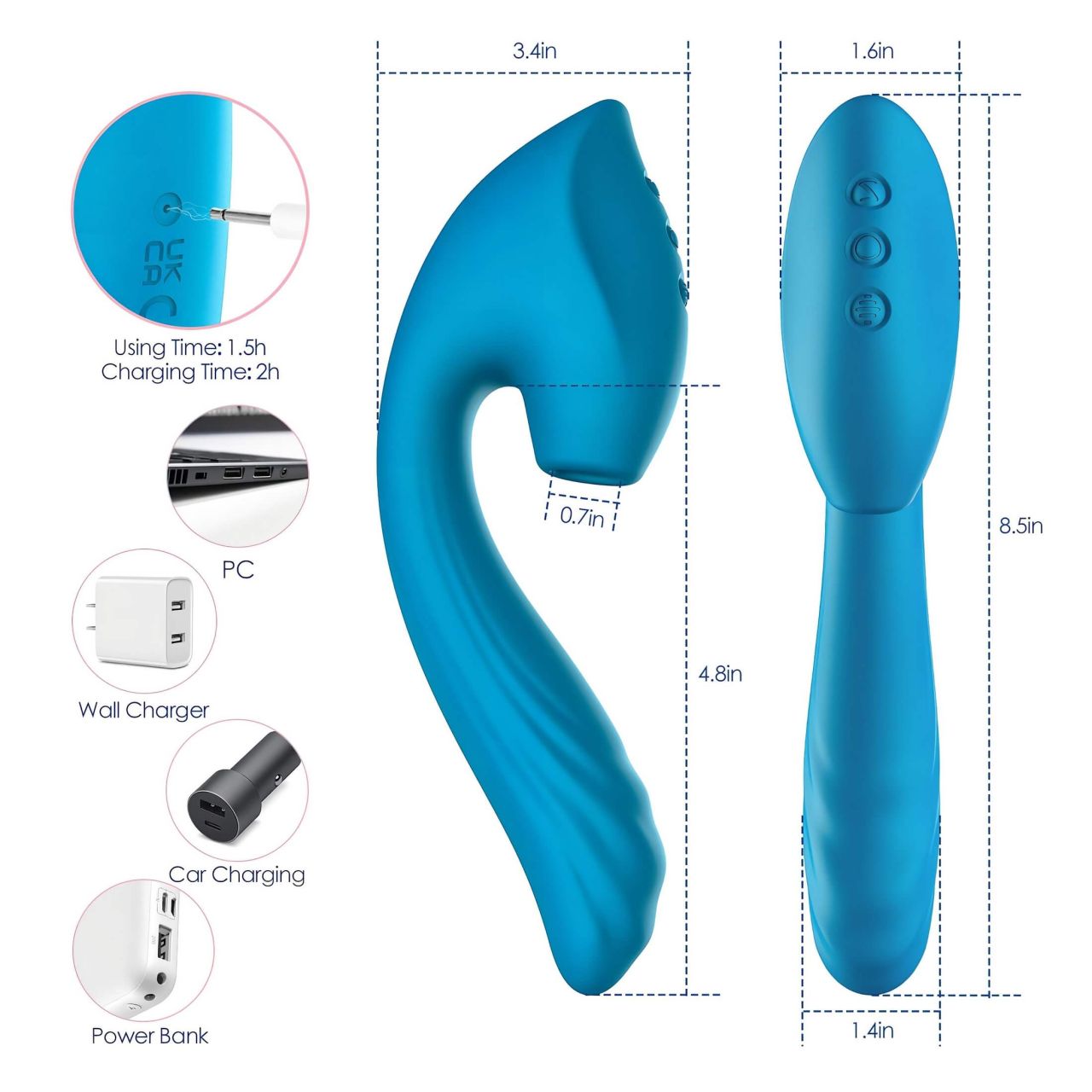Vibeconnect - vízálló G-pont vibrátor és csiklóizgató (kék) Vibeconnect - vízálló G-pont vibrátor és csiklóizgató (kék)