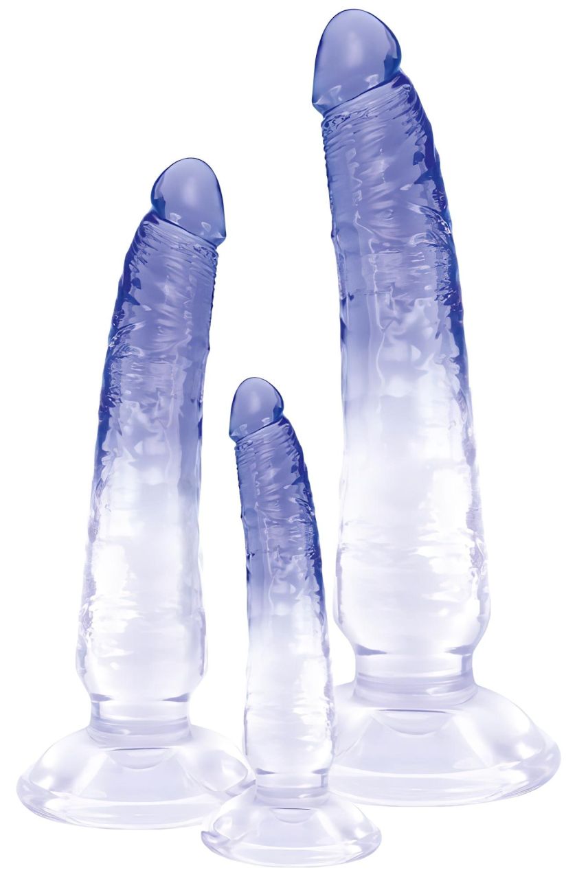 Crystal Clear - anál tréner dildó készlet - 3db (átlátszó-kék)