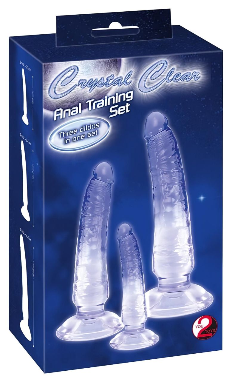 Crystal Clear - anál tréner dildó készlet - 3db (átlátszó-kék)