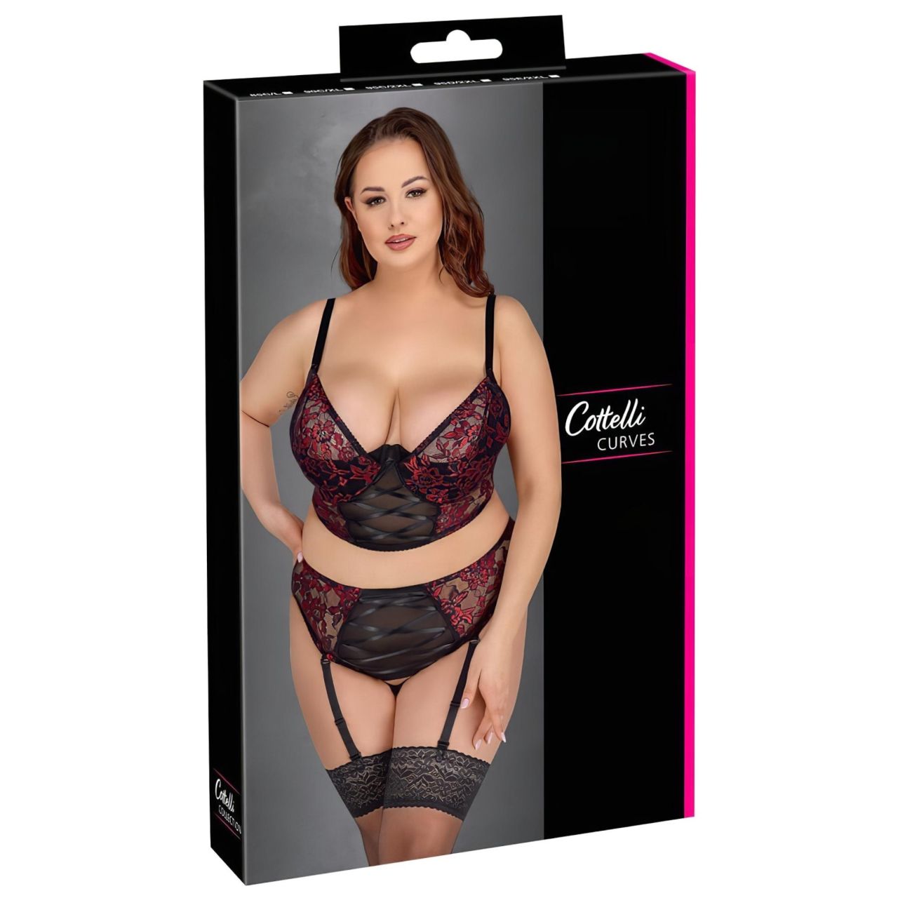 Cottelli Plus Size - melltartó szett (piros)
