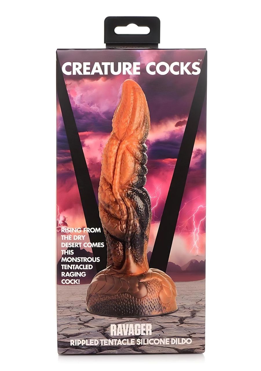 Creature Cocks Ravager - textúrált szilikon dildó - 20cm (narancs) Creature Cocks Ravager - textúrált szilikon dildó - 20cm (narancs)