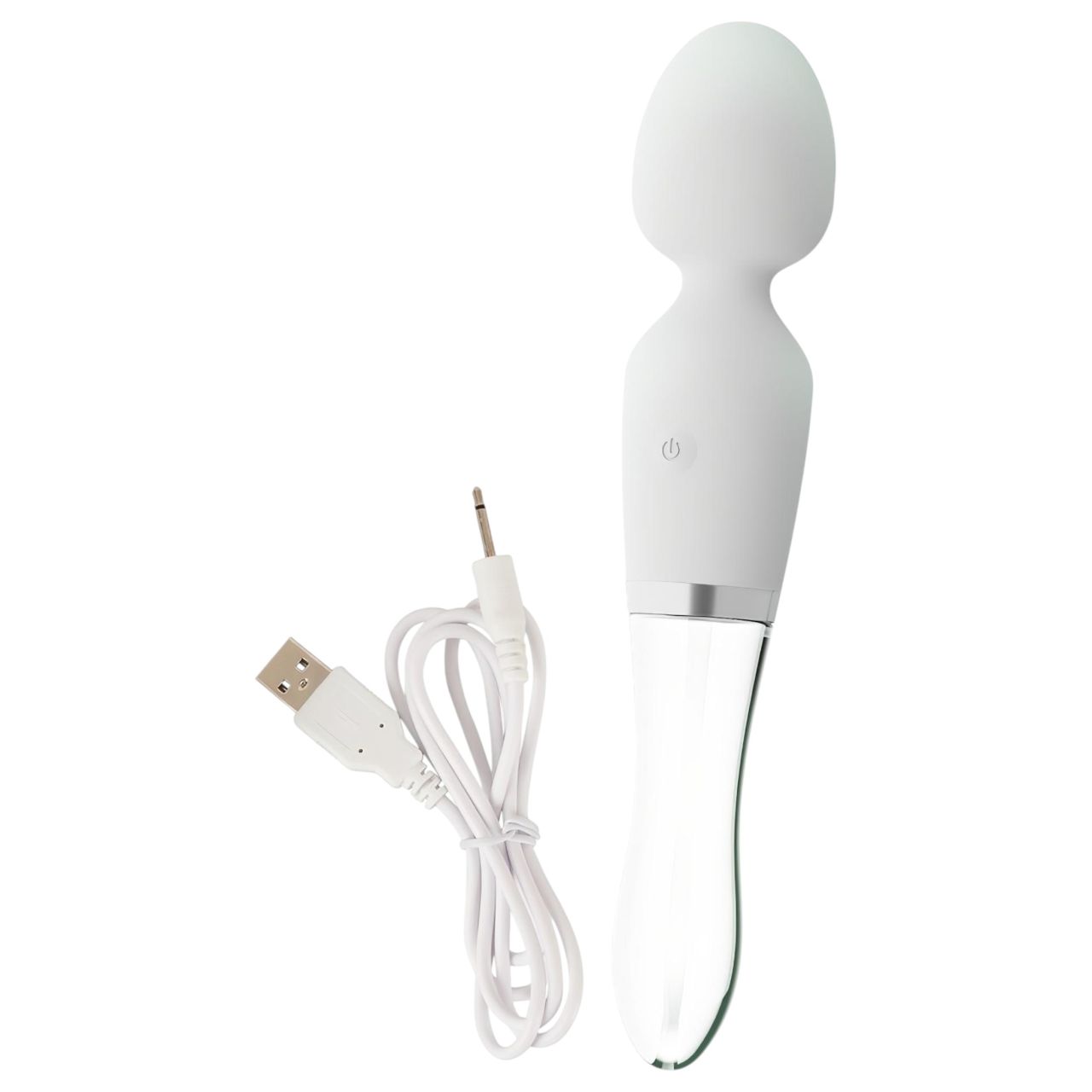 Liaison Wand - szilikon-üveg LED-es vibrátor (átlátszó)