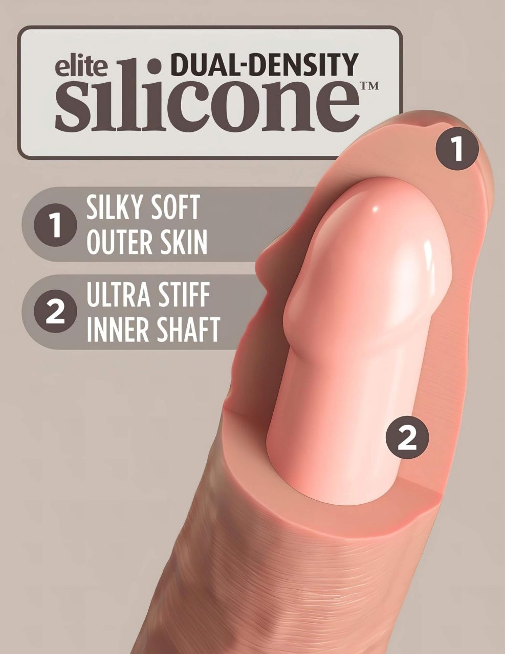 King Cock Elite 6 - tapadókorongos vibrátor (15cm) - natúr