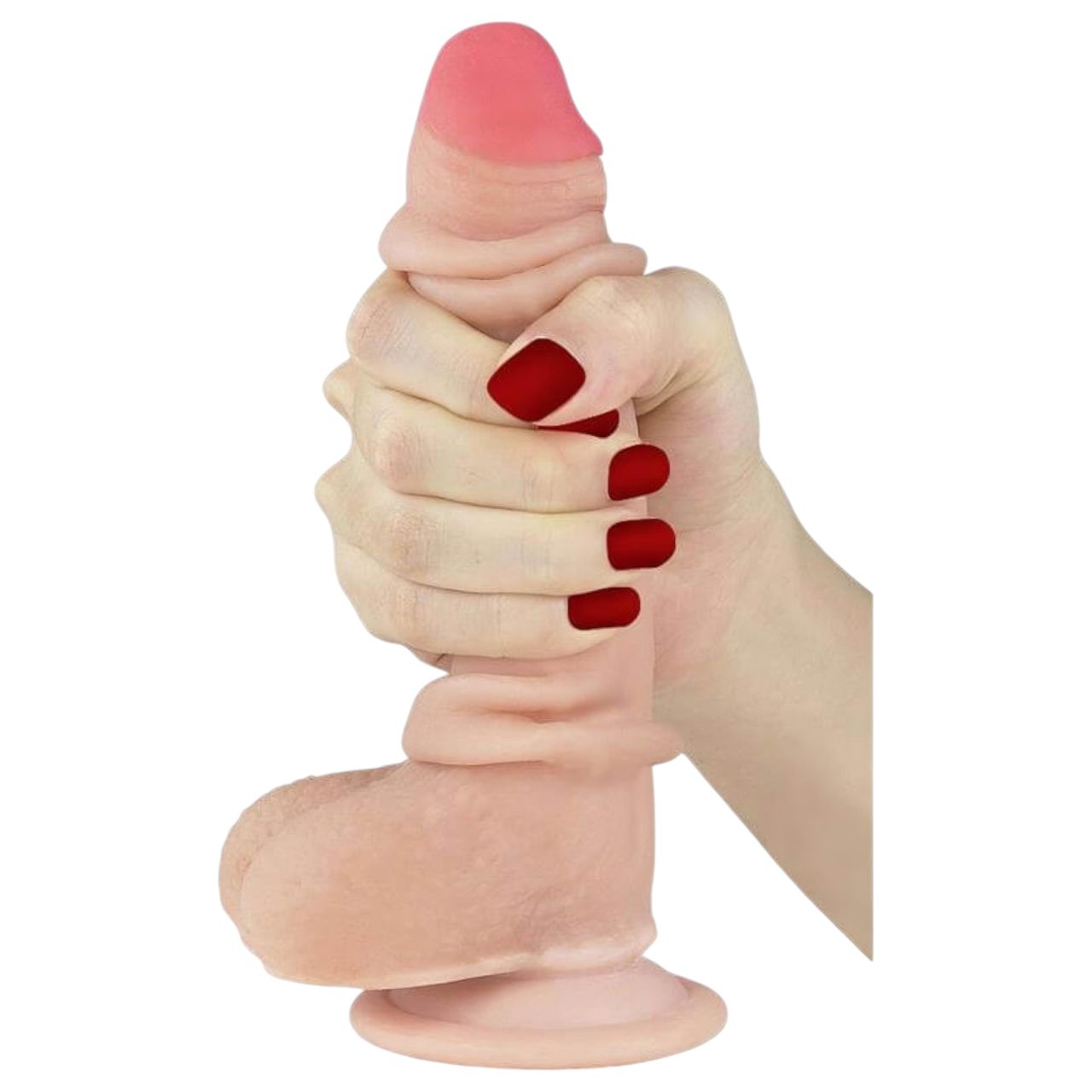 Lovetoy Sliding-Skin - kétrétegű tapadótalpas dildó - 18cm (natúr)