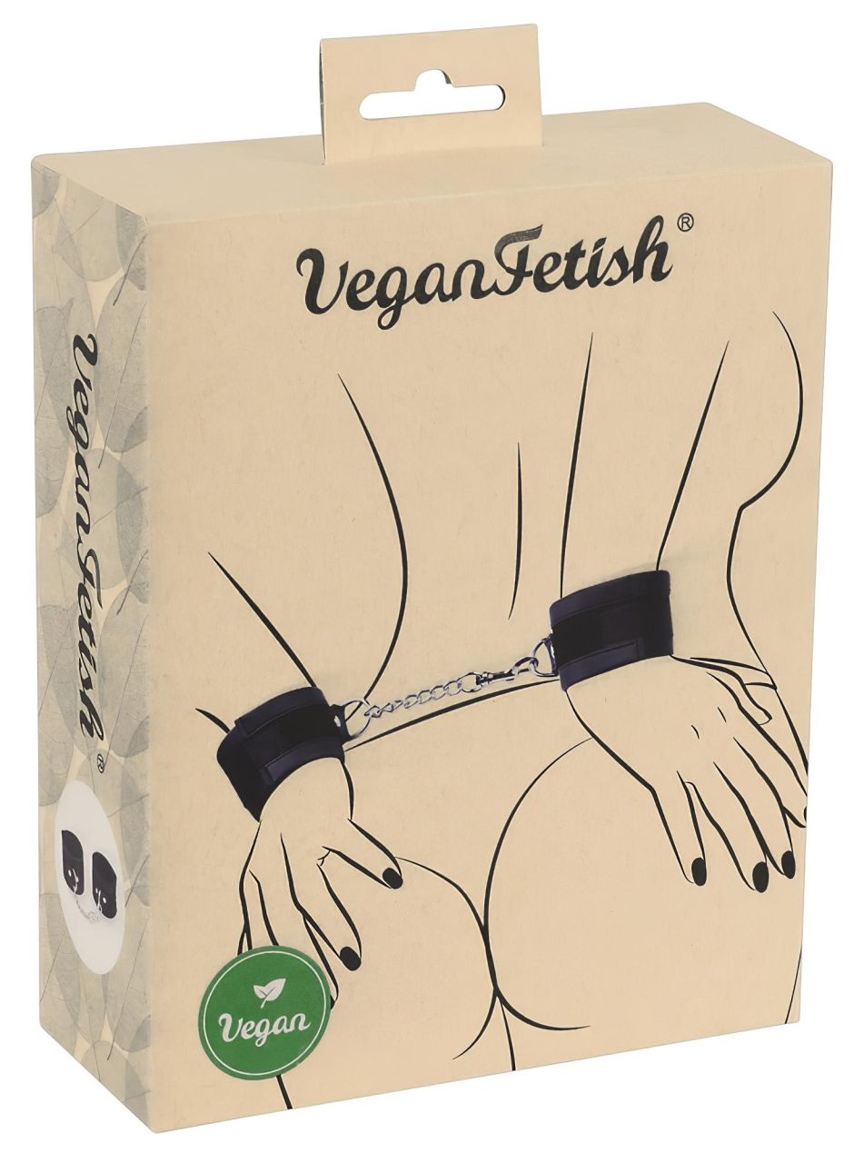 Vegan Fetish - csukló bilincs rövid lánccal (fekete)