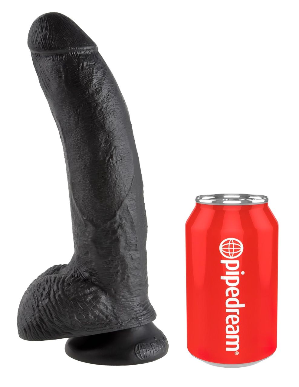 King Cock 9 - nagy tapadókorongos, herés dildó (23cm) - fekete King Cock 9 - nagy tapadókorongos, herés dildó (23cm) - fekete