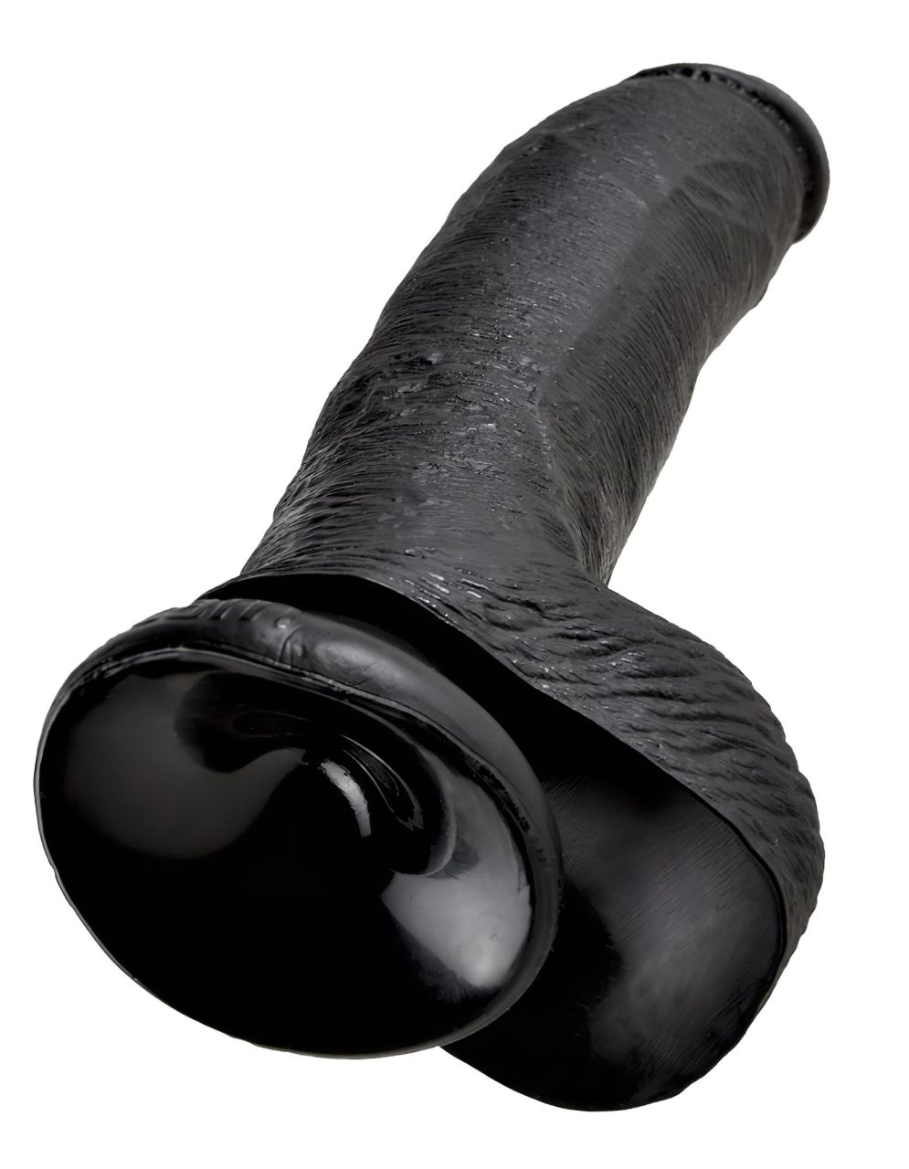 King Cock 9 - nagy tapadókorongos, herés dildó (23cm) - fekete King Cock 9 - nagy tapadókorongos, herés dildó (23cm) - fekete