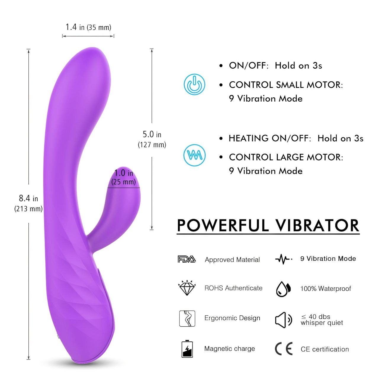 Sex HD Muses - akkus, vízálló melegítő vibrátor (lila) Sex HD Muses - akkus, vízálló melegítő vibrátor (lila)