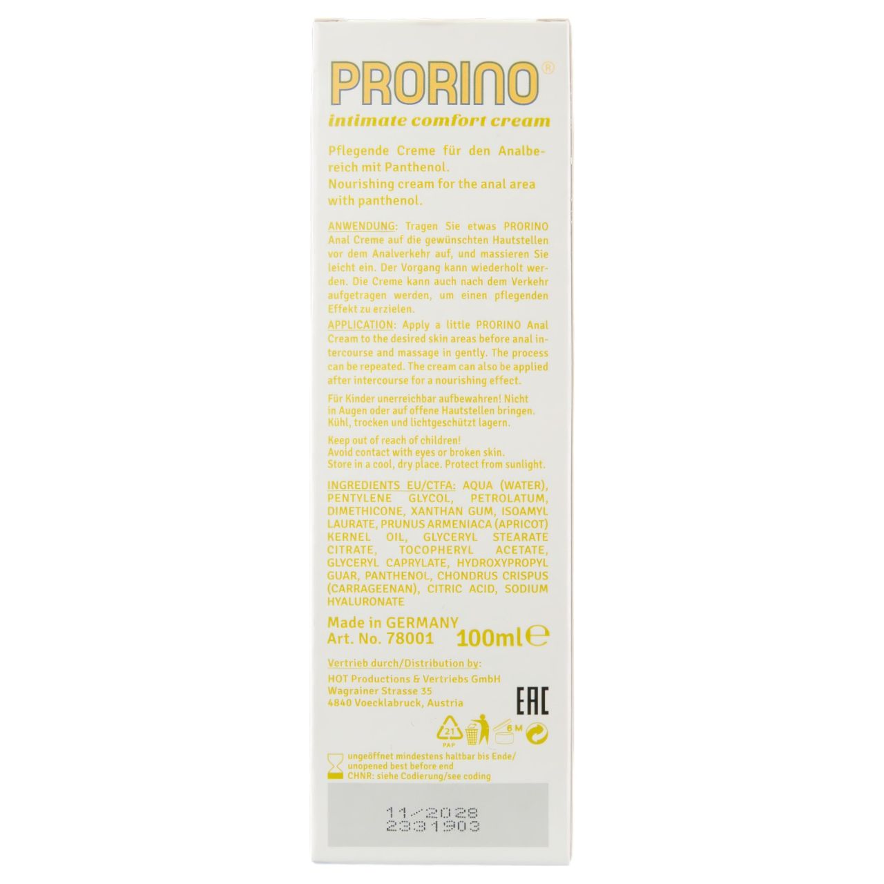 HOT Prorino - anál ápoló krém (100ml) HOT Prorino - anál ápoló krém (100ml)