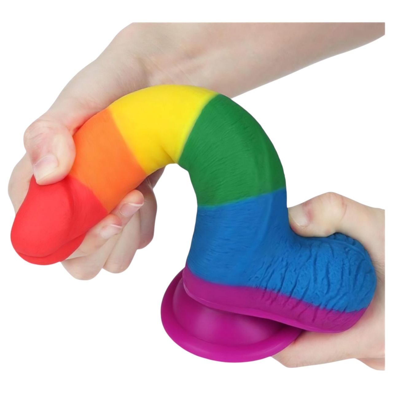 Lovetoy Prider - élethű herés dildó - 20cm (szivárvány) Lovetoy Prider - élethű herés dildó - 20cm (szivárvány)