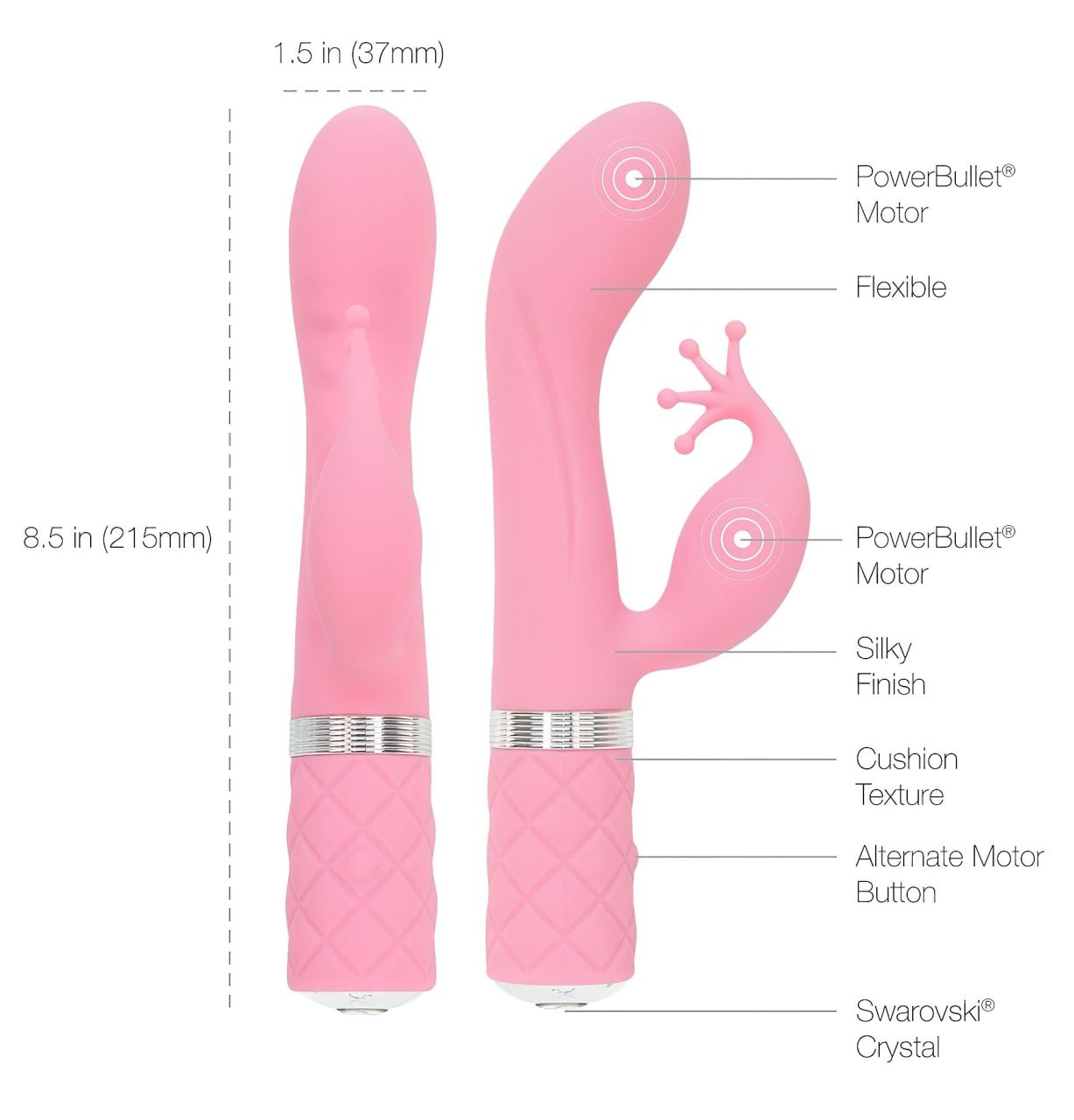 Pillow Talk Kinky - akkus, 2 motoros G-pont vibrátor (pink) Pillow Talk Kinky - akkus, 2 motoros G-pont vibrátor (pink)