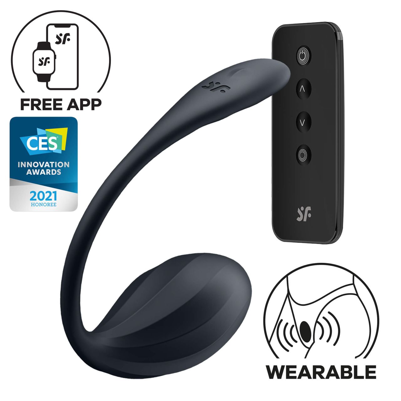 Satisfyer Ribbed Petal - rádiós vibrációs tojás (fekete) Satisfyer Ribbed Petal - rádiós vibrációs tojás (fekete)