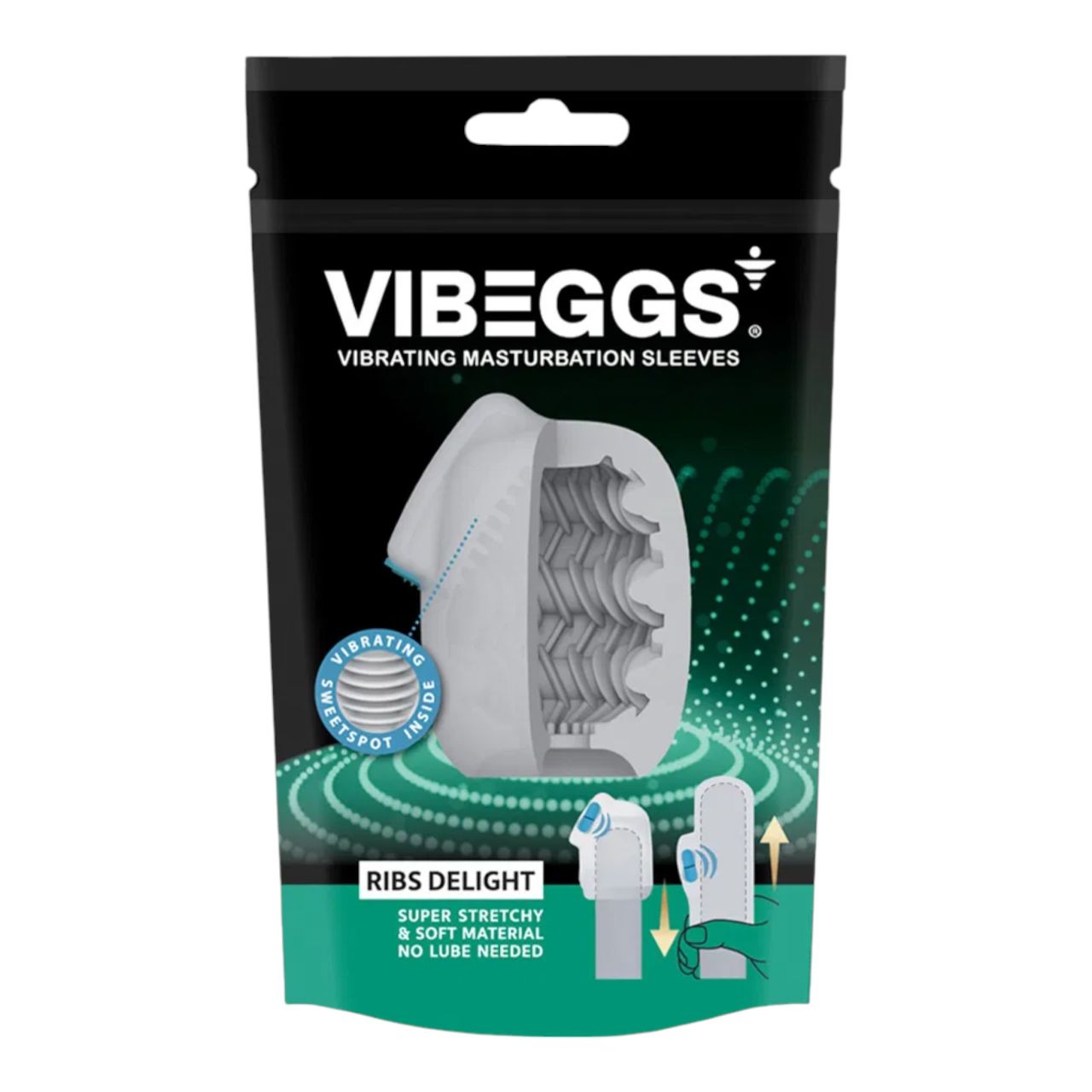 VIBEGGS Ribs Delight - vibrációs tojás maszturbátor (fehér)
