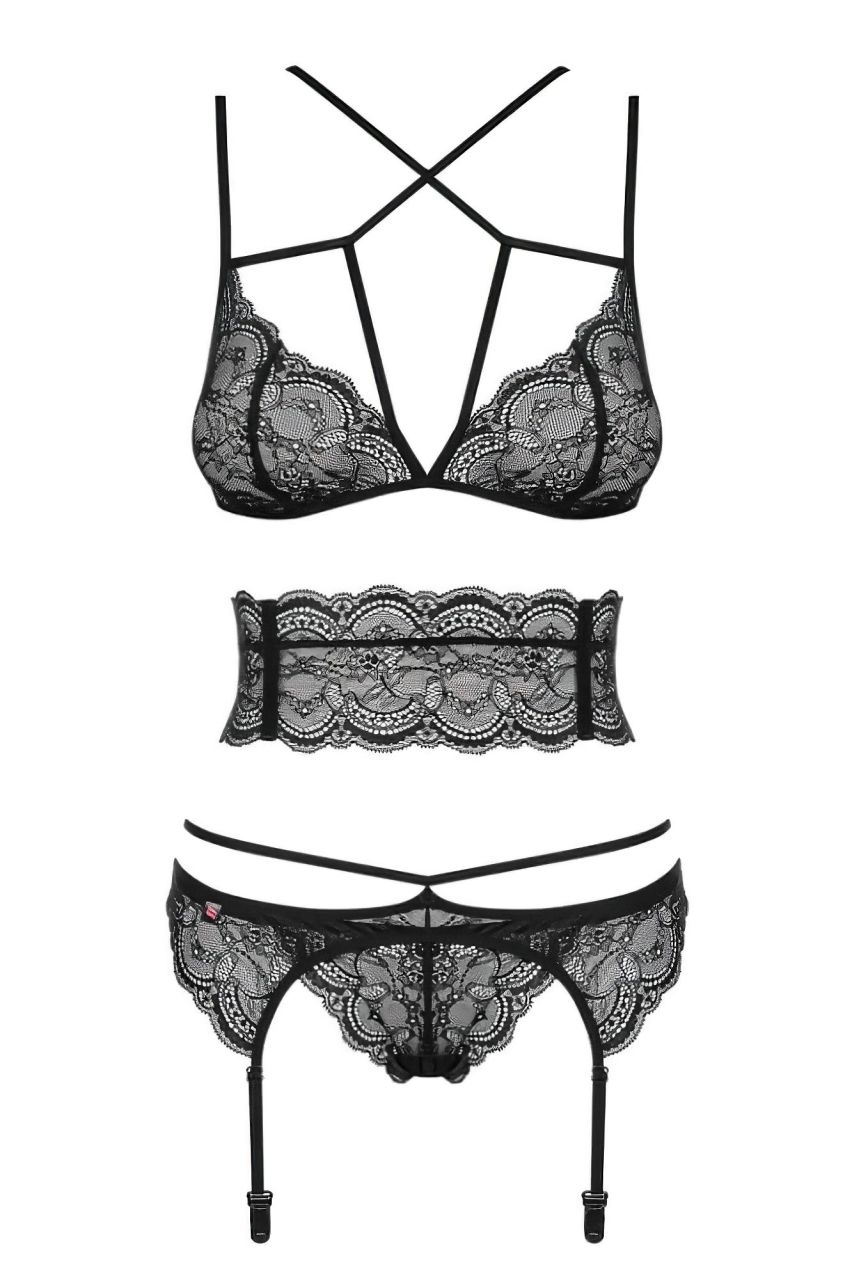 Obsessive Frivolla - pikáns csipke fehérnemű szett (fekete) Obsessive Frivolla - pikáns csipke fehérnemű szett (fekete)