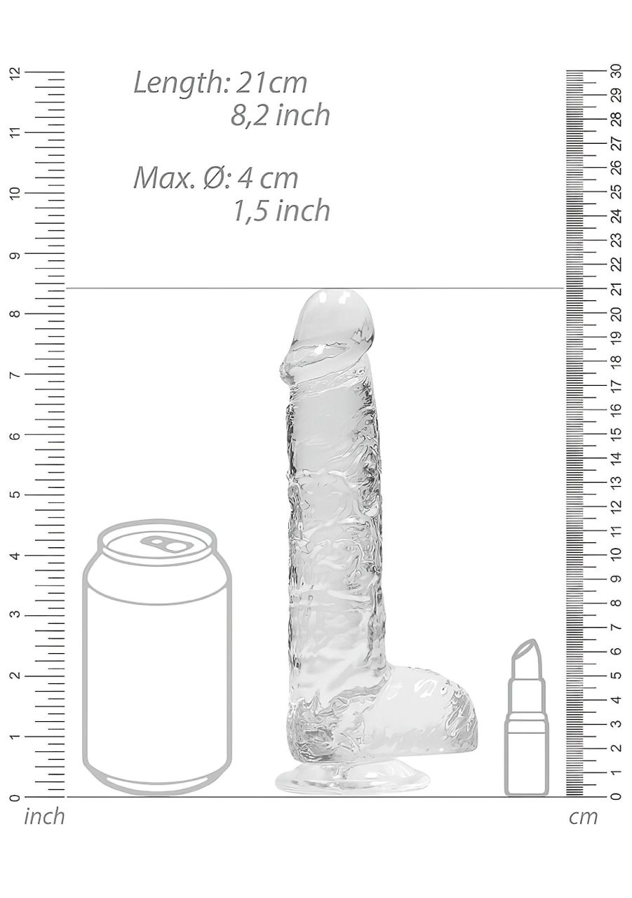 REALROCK - átlátszó élethű dildó - átlátszó (19cm)