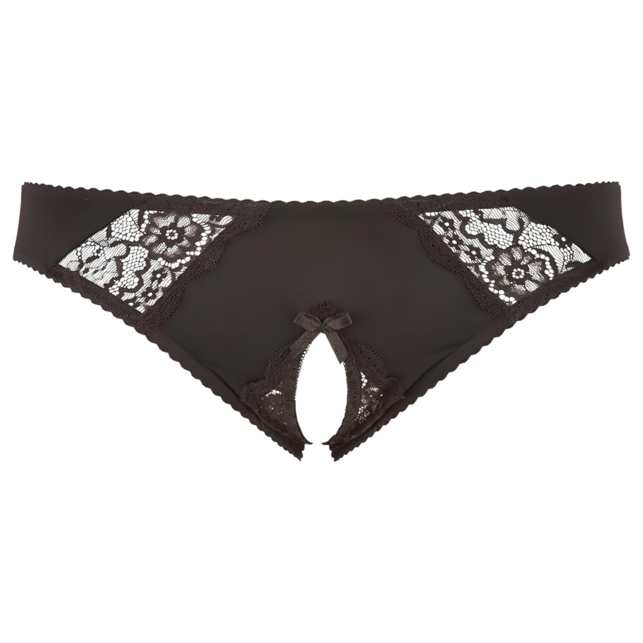 Cottelli Plus Size - csipkés, nyitott bugyi (fekete)