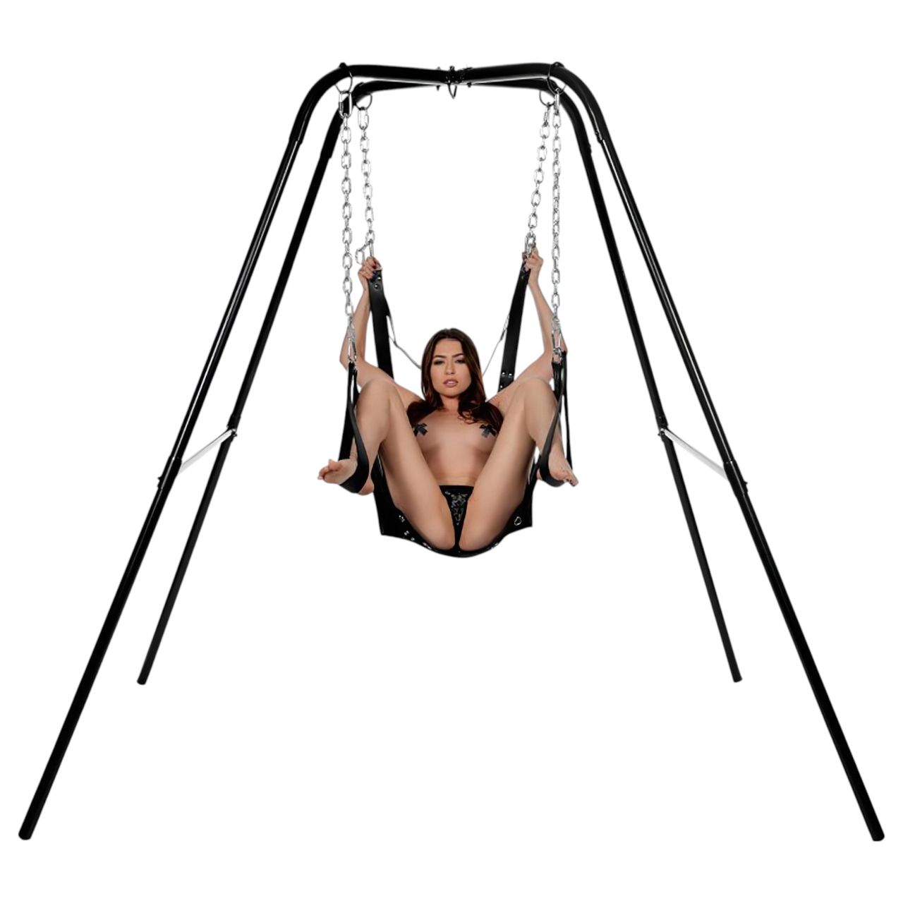 XR Brands - Sex sling állvánnyal (fekete)