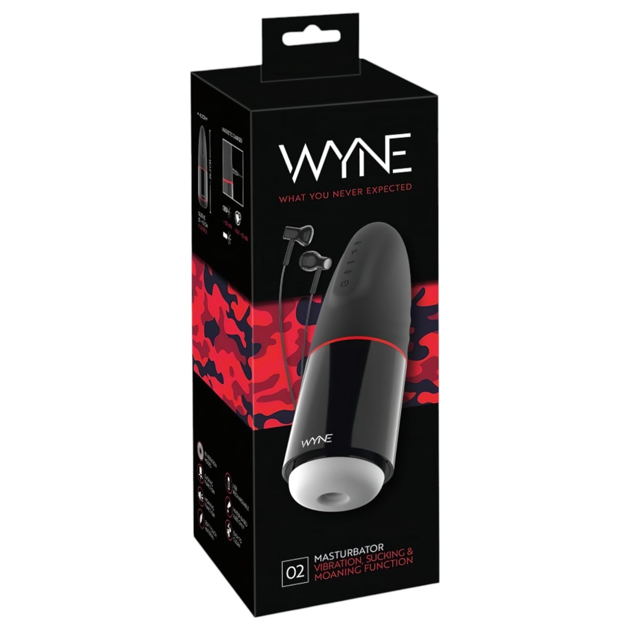 WYNE 02 - akkus, rezgő-szívó maszturbátor (fekete-fehér) WYNE 02 - akkus, rezgő-szívó maszturbátor (fekete-fehér)