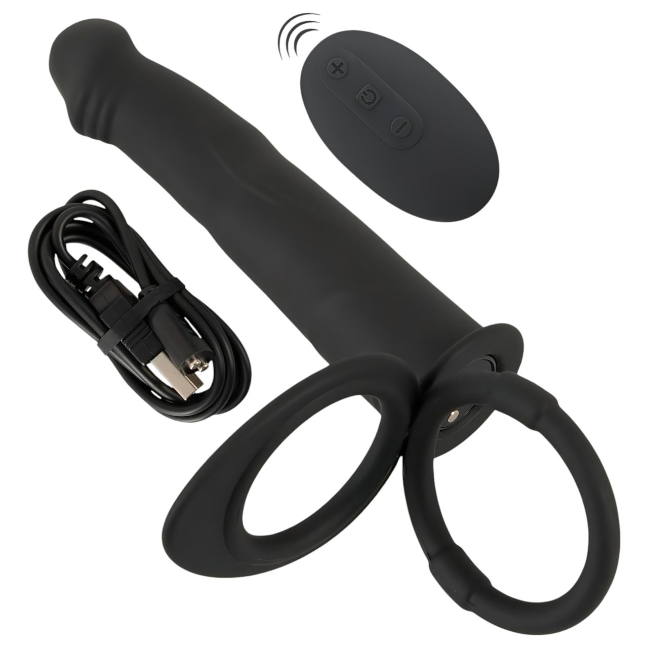 Black Velvet Double F - felcsatolható anál vibrátor (fekete)