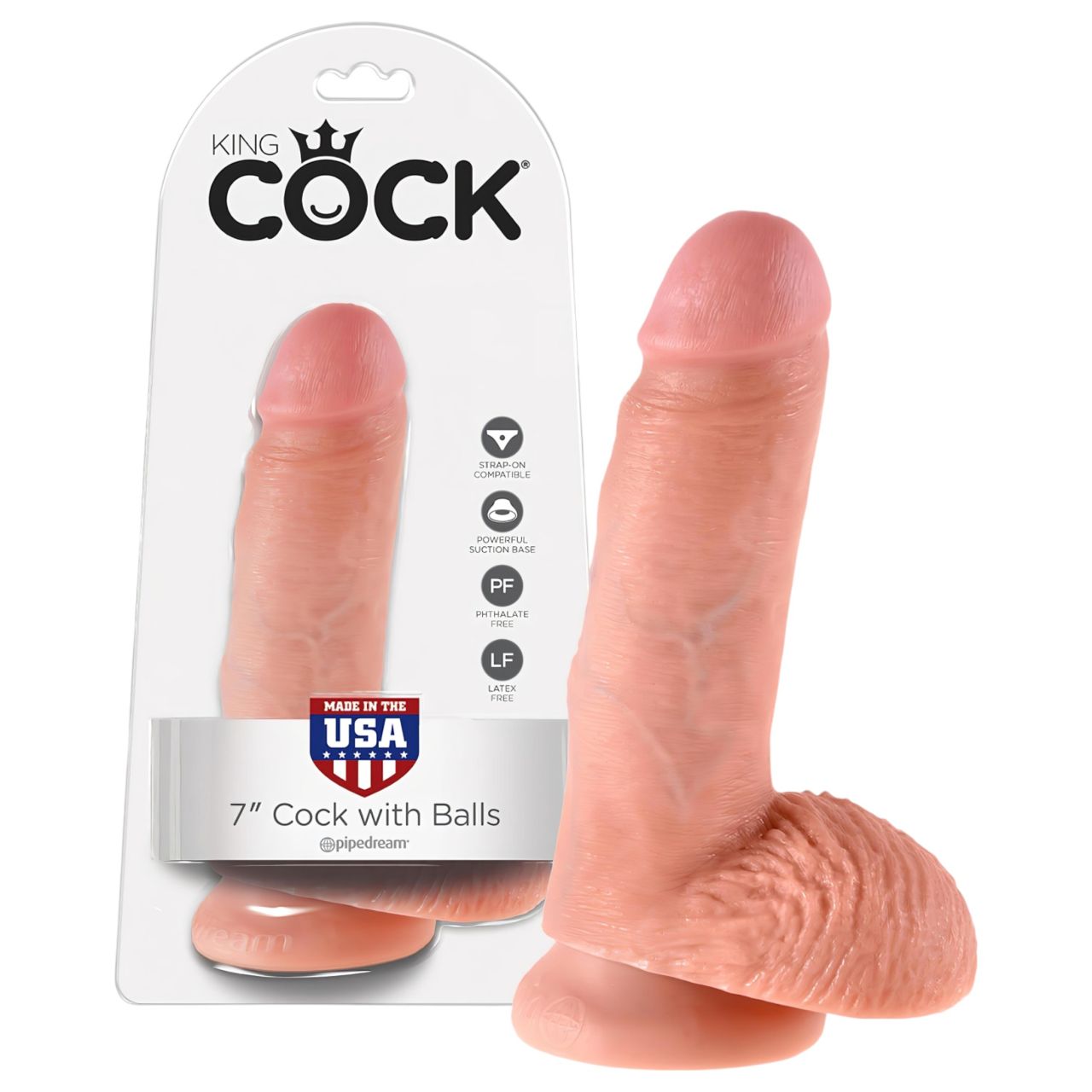 King Cock 7 herés dildó (18 cm) - natúr King Cock 7 herés dildó (18 cm) - natúr