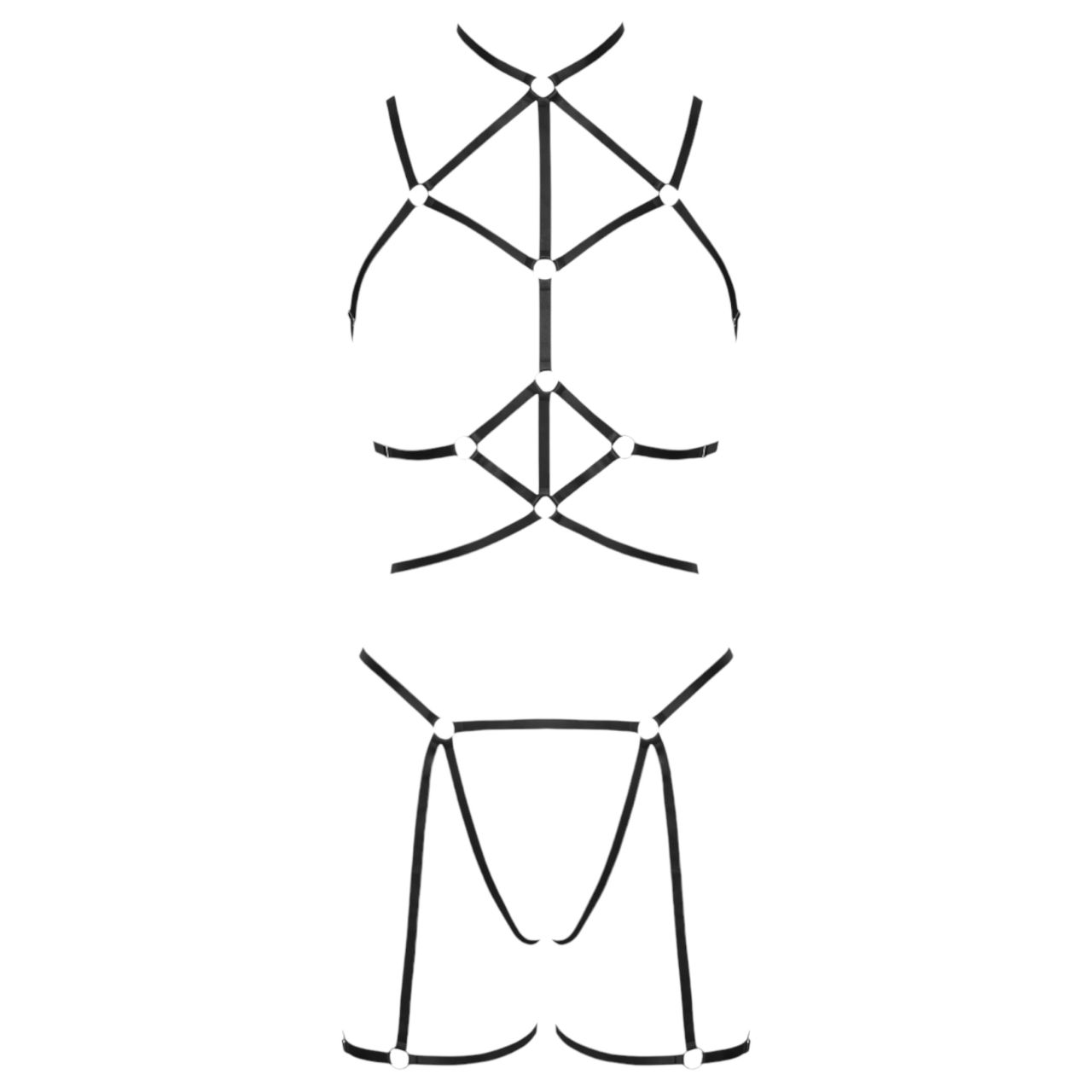 Cottelli - dísz testhám és tanga (fekete) - (S-L) Cottelli - dísz testhám és tanga (fekete) - (S-L)