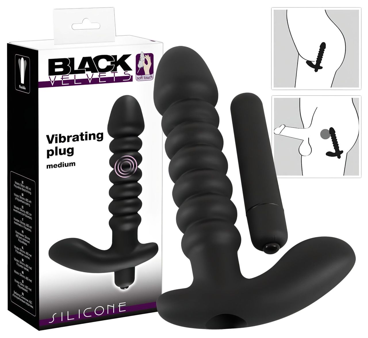 Black Velvet redős vibrátor - közepes (fekete) Black Velvet redős vibrátor - közepes (fekete)