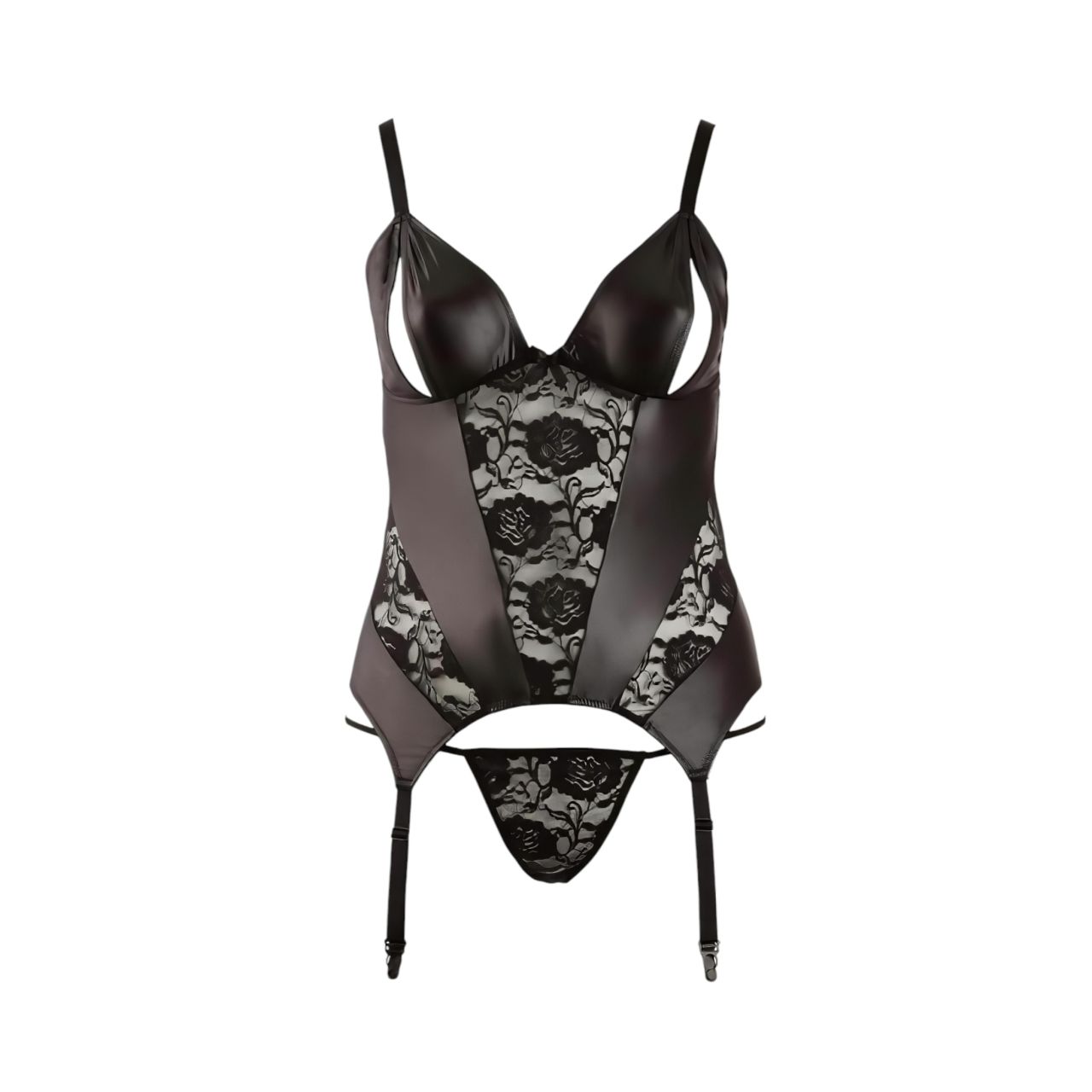 Cottelli - Virágos női felső, molett fazonban (fekete) Cottelli - Virágos női felső, molett fazonban (fekete)