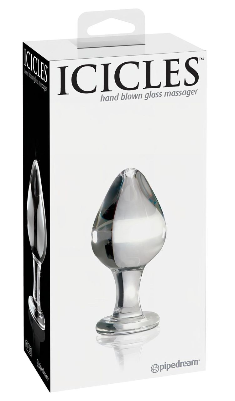 Icicles No. 25 - kúpos, üveg anál plug (átlátszó)