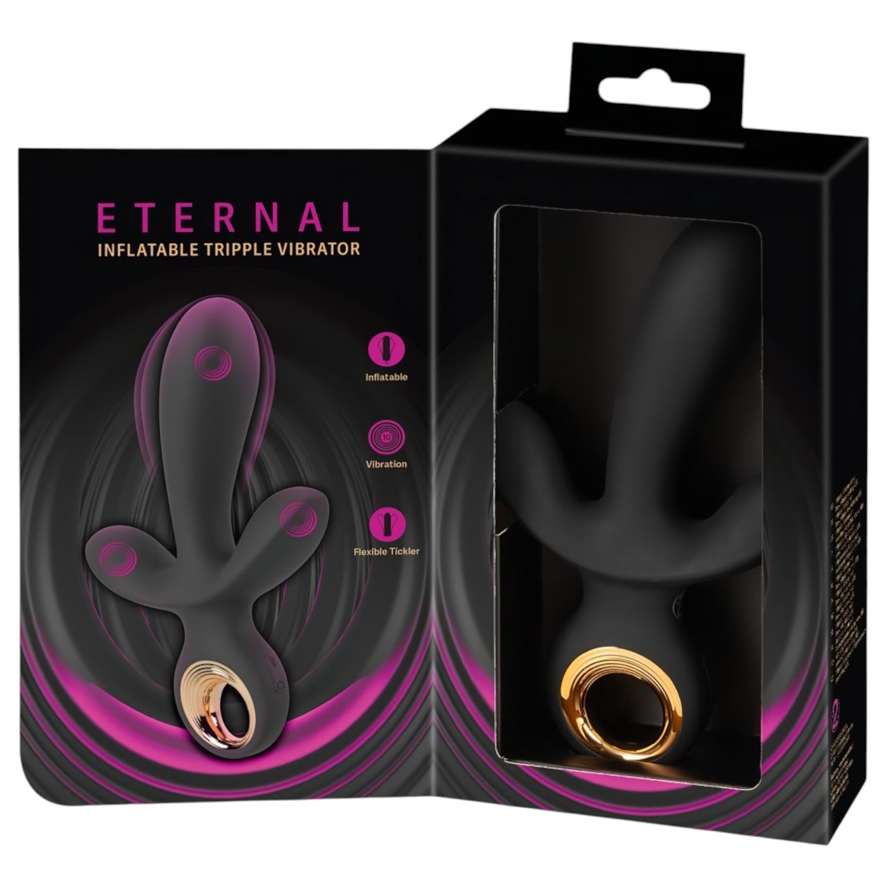 Eternal - felpumpálható tripla vibrátor (fekete) Eternal - felpumpálható tripla vibrátor (fekete)