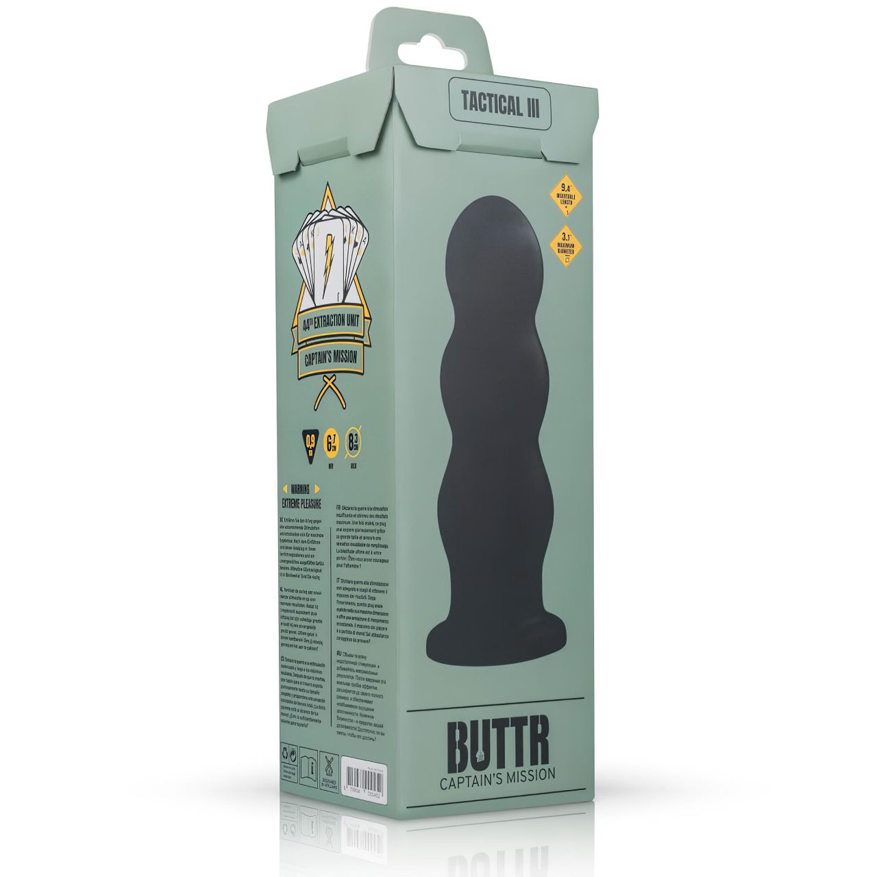 BUTTR Tactical III - tapadókorongos dildó (fekete)
